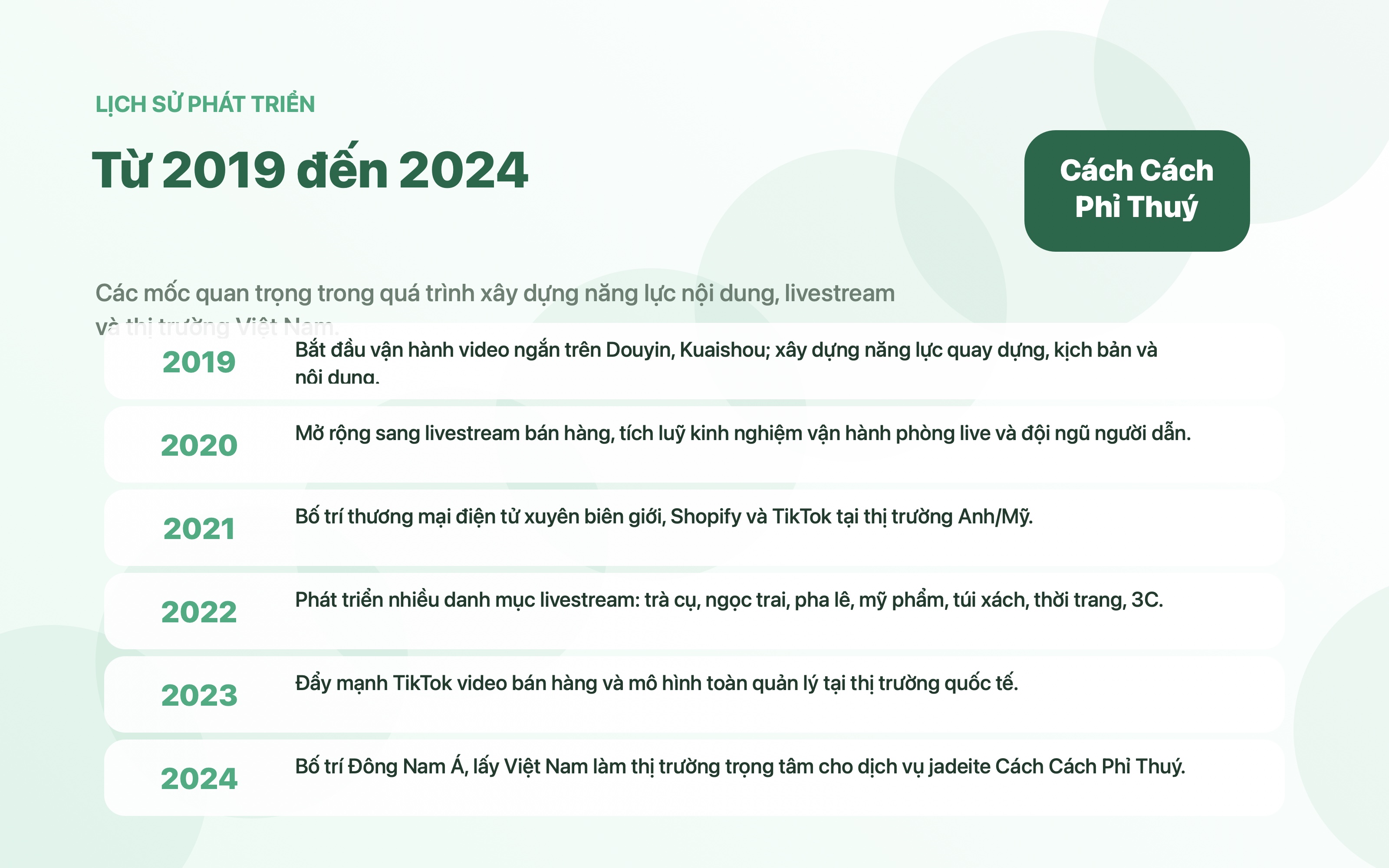Lịch sử phát triển 2019 đến 2024 của đội ngũ vận hành