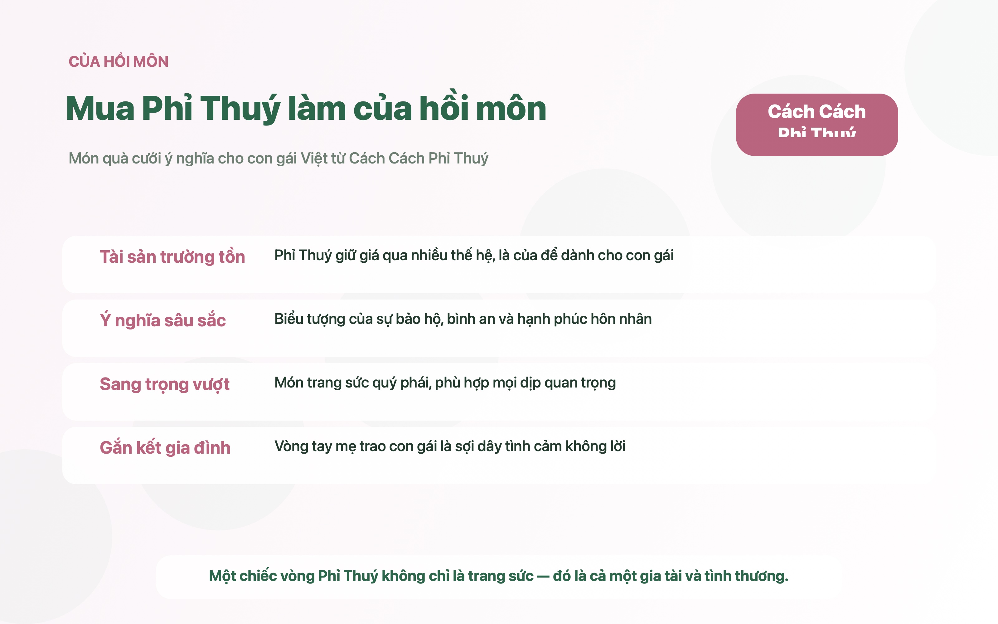 Mua Phỉ Thuý làm của hồi môn: món quà cưới ý nghĩa cho con gái Việt | Cách Cách Phỉ Thuý