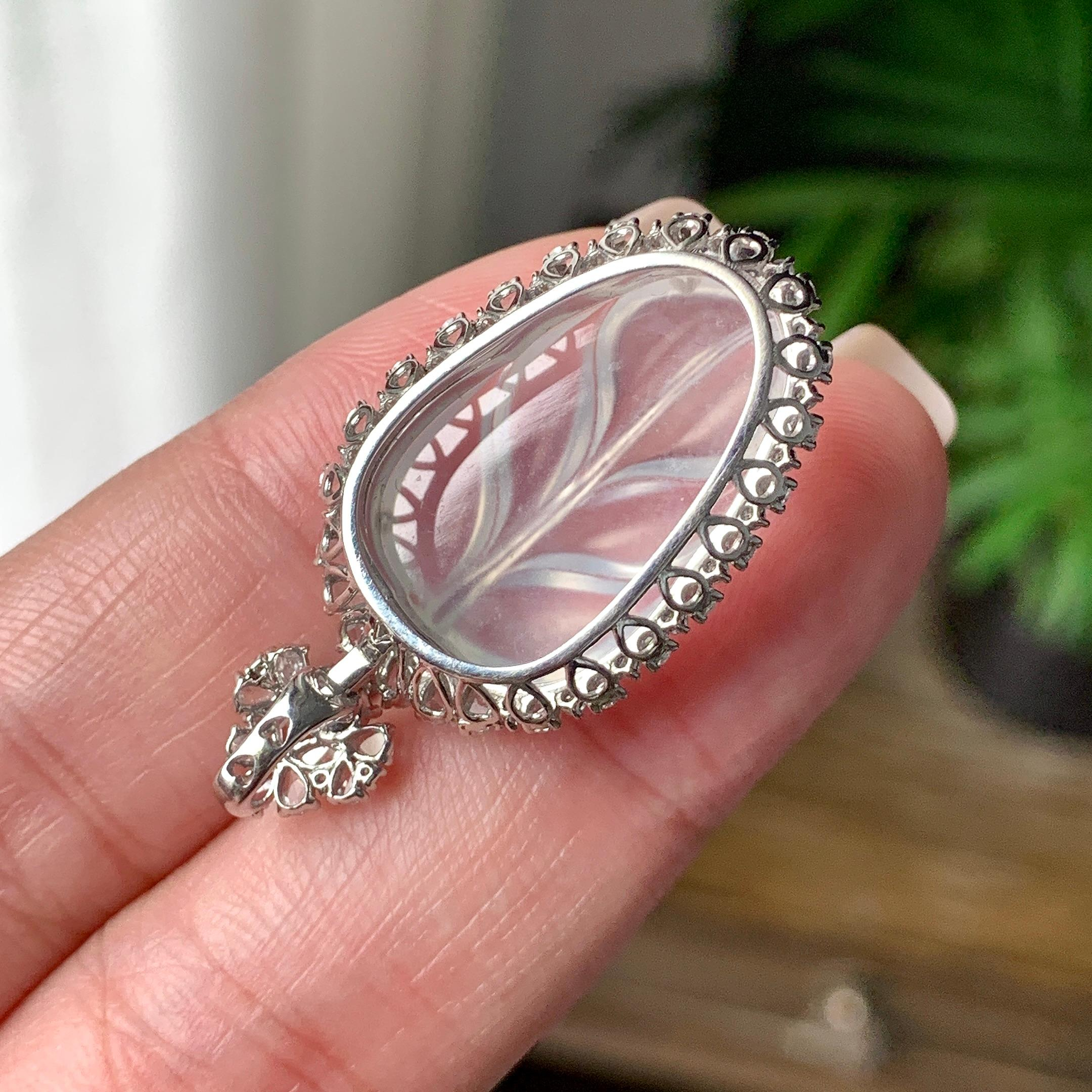 Mặt dây chuyền lá cây phỉ thúy 18K kim cương Cách Cách Phỉ Thuý