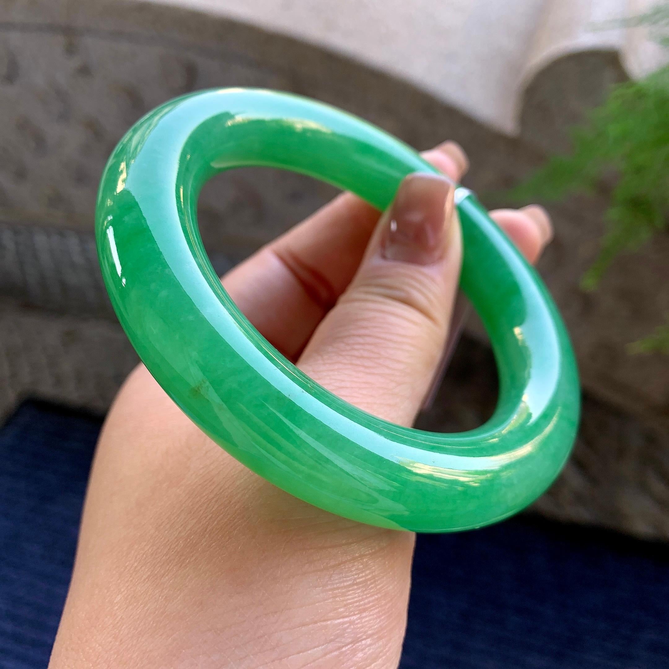 Vòng tay Phỉ Thuý xanh lục 62.3mm Cách Cách Phỉ Thuý - ảnh 8