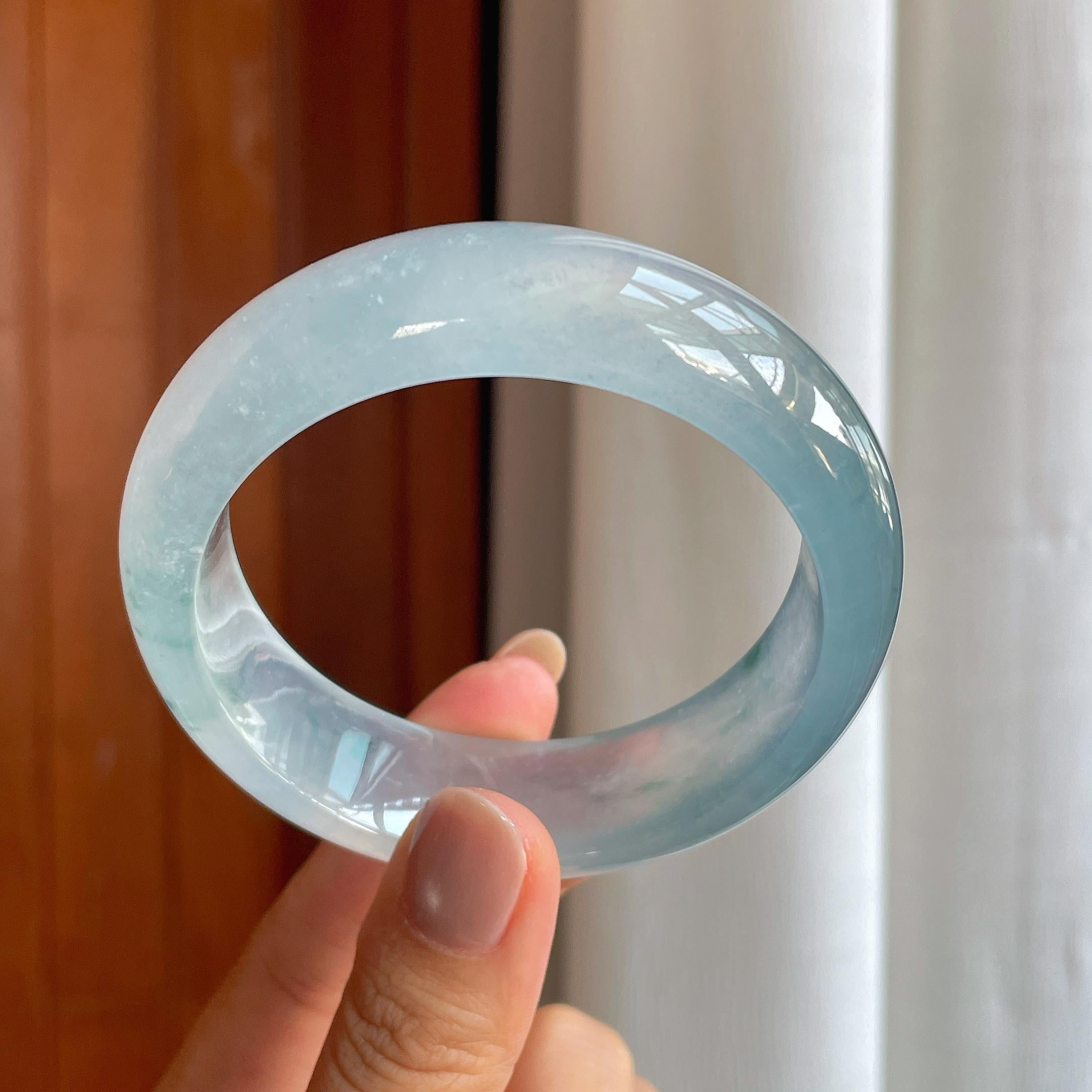 Vòng tay phỉ thúy Cách Cách Phỉ Thúy bản rộng băng kính phiêu lam hoa 57.5mm (yc402747)