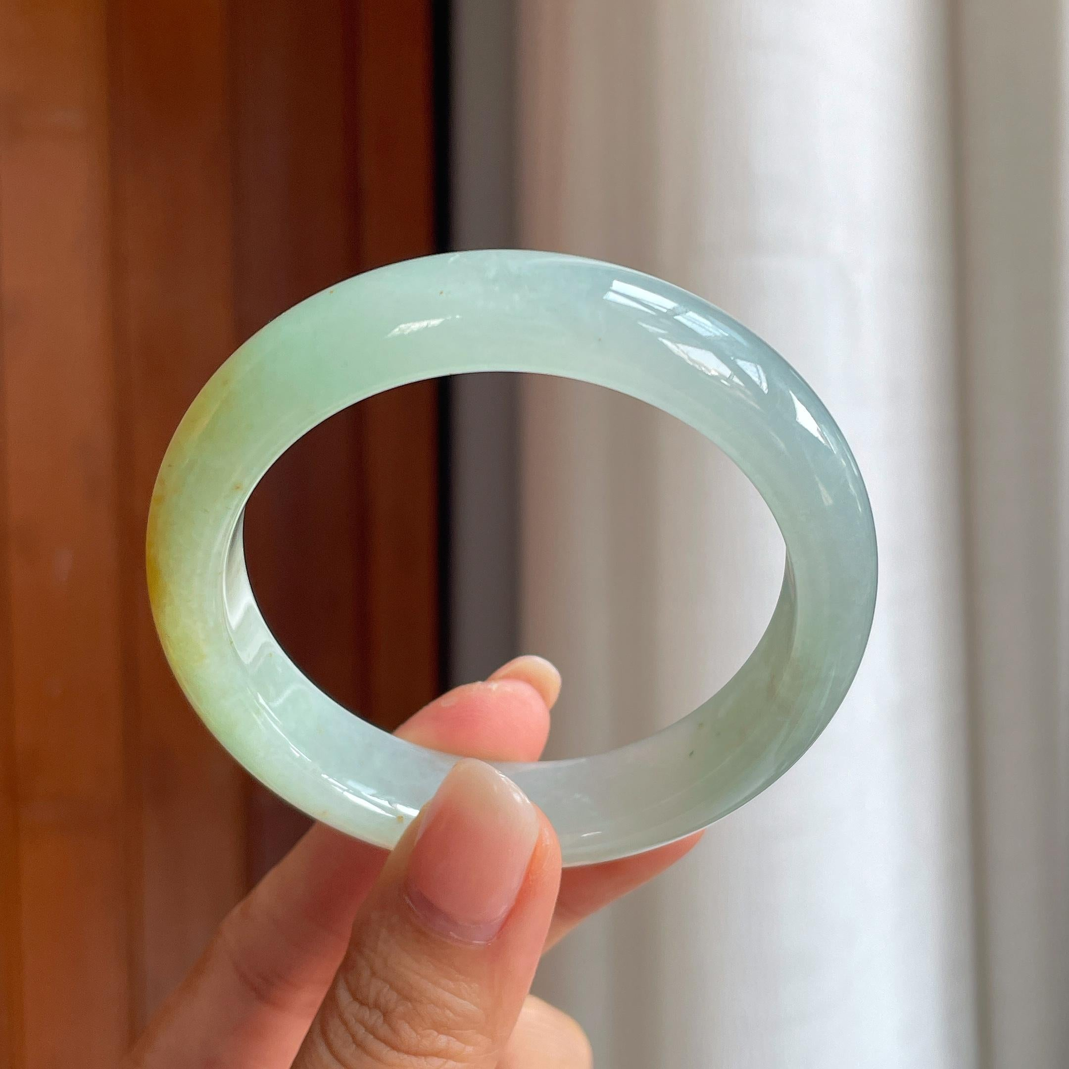 Vòng tay phỉ thúy Cách Cách Phỉ Thúy nếp băng vàng bình an 55.5mm (yc402820) - ảnh thật 2