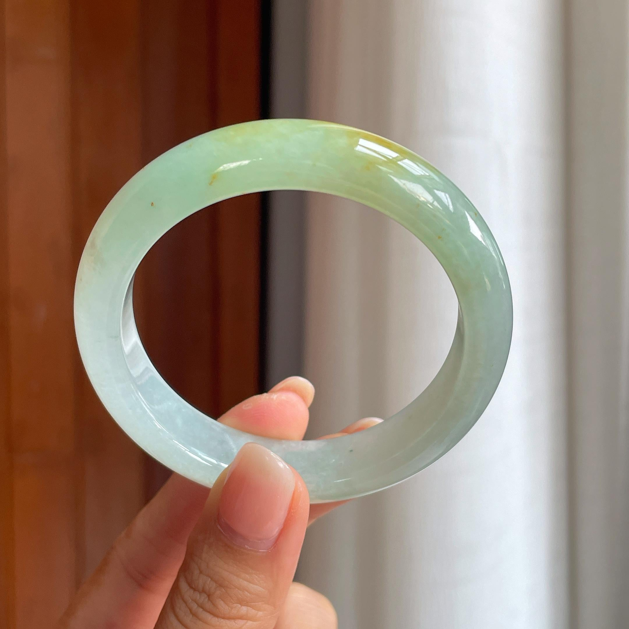 Vòng tay phỉ thúy Cách Cách Phỉ Thúy nếp băng vàng bình an 55.5mm (yc402820) - ảnh thật 3