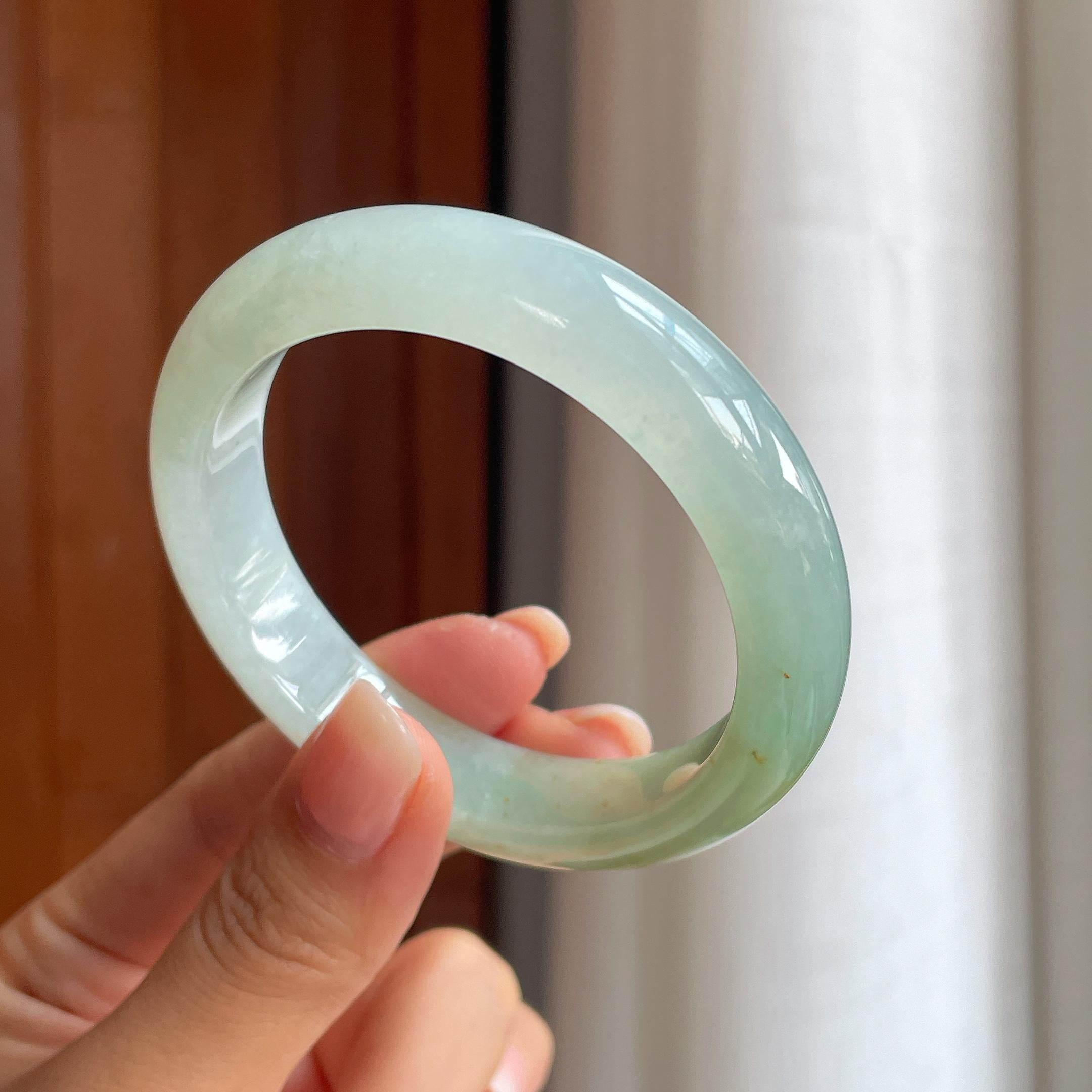 Vòng tay phỉ thúy Cách Cách Phỉ Thúy nếp băng vàng bình an 55.5mm (yc402820) - ảnh thật 5