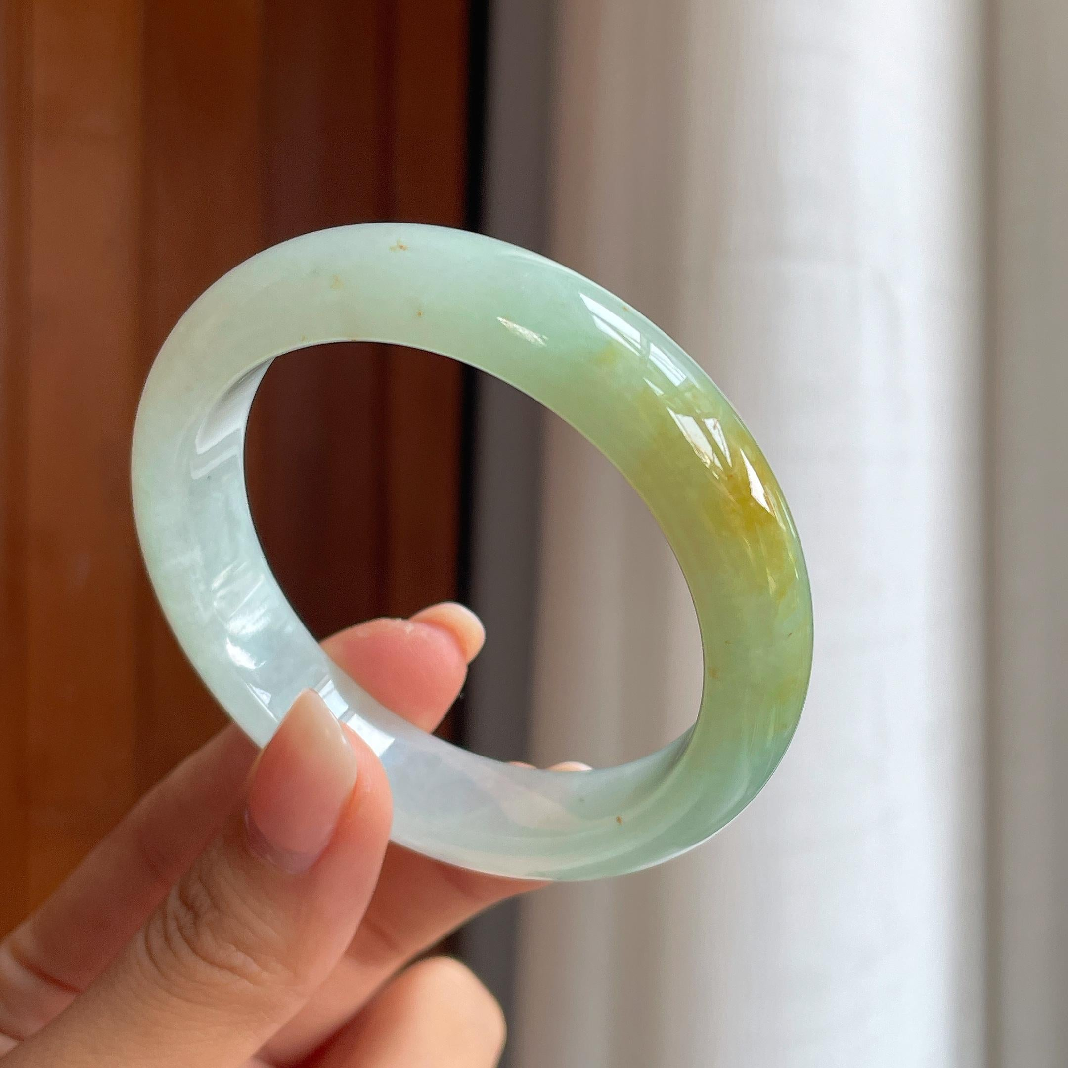 Vòng tay phỉ thúy Cách Cách Phỉ Thúy nếp băng vàng bình an 55.5mm (yc402820) - ảnh thật 6
