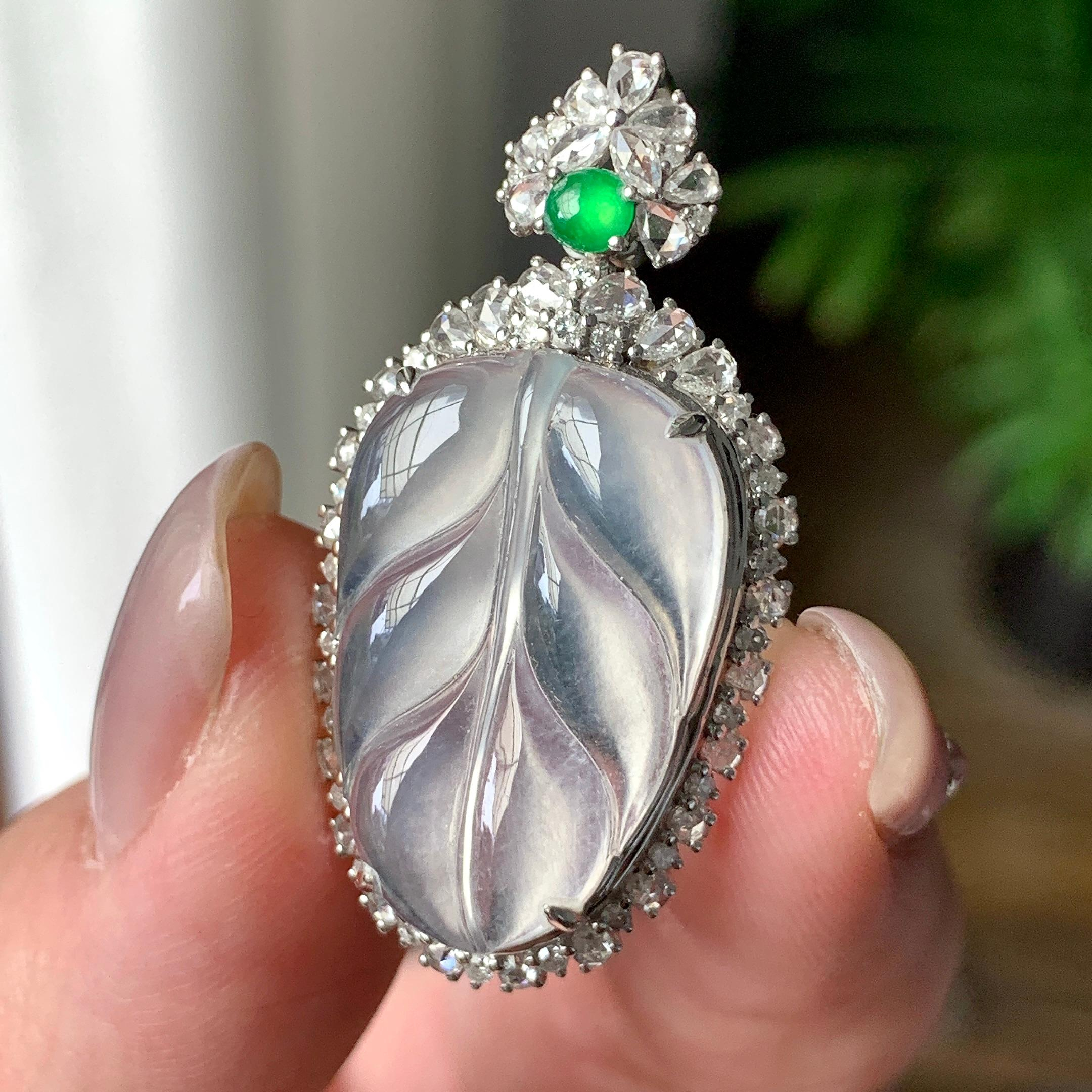 Mặt dây chuyền Lá Cây Phỉ Thuý viền 18K Cách Cách Phỉ Thuý - ảnh 4