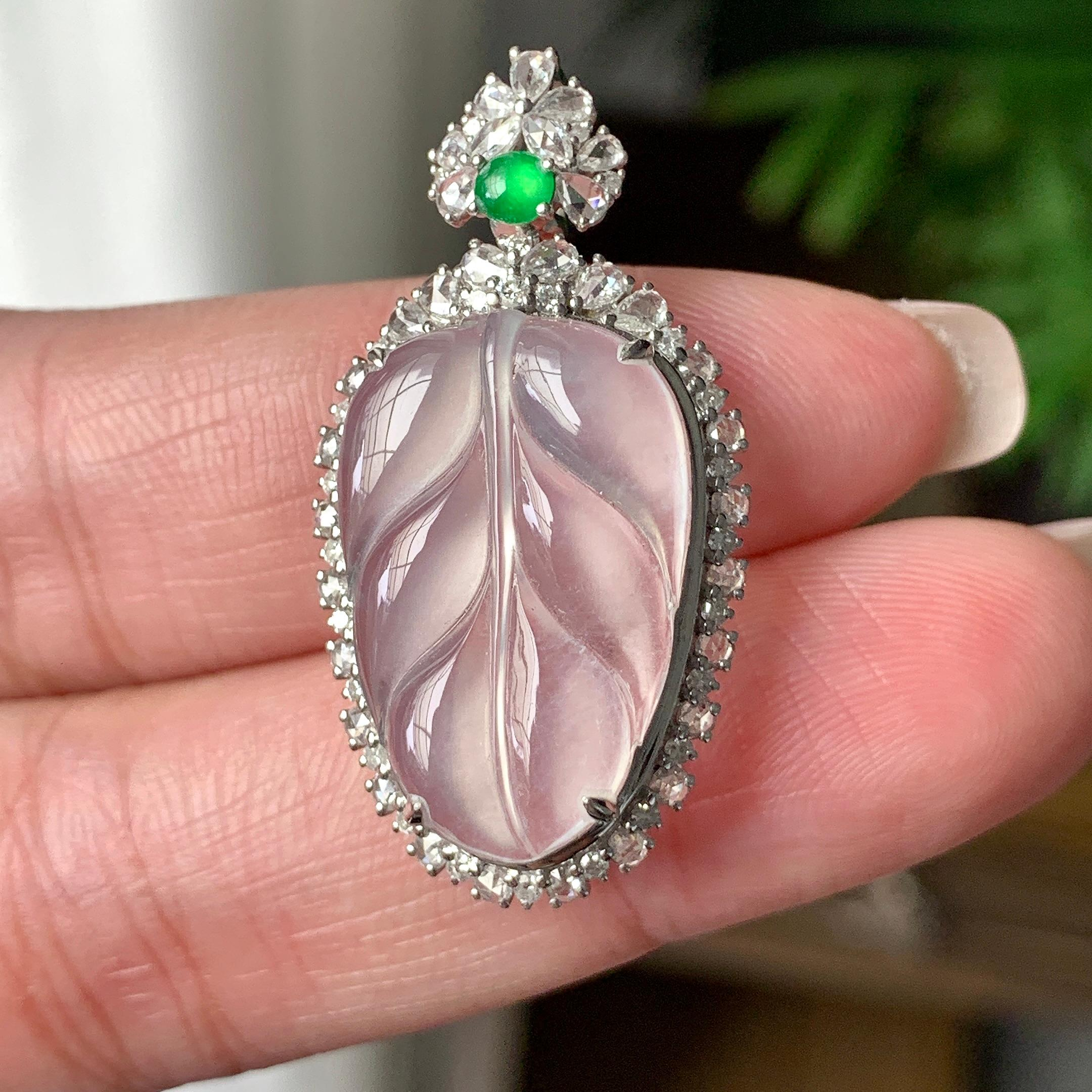 Mặt dây chuyền Lá Cây Phỉ Thuý viền 18K Cách Cách Phỉ Thuý - ảnh 6