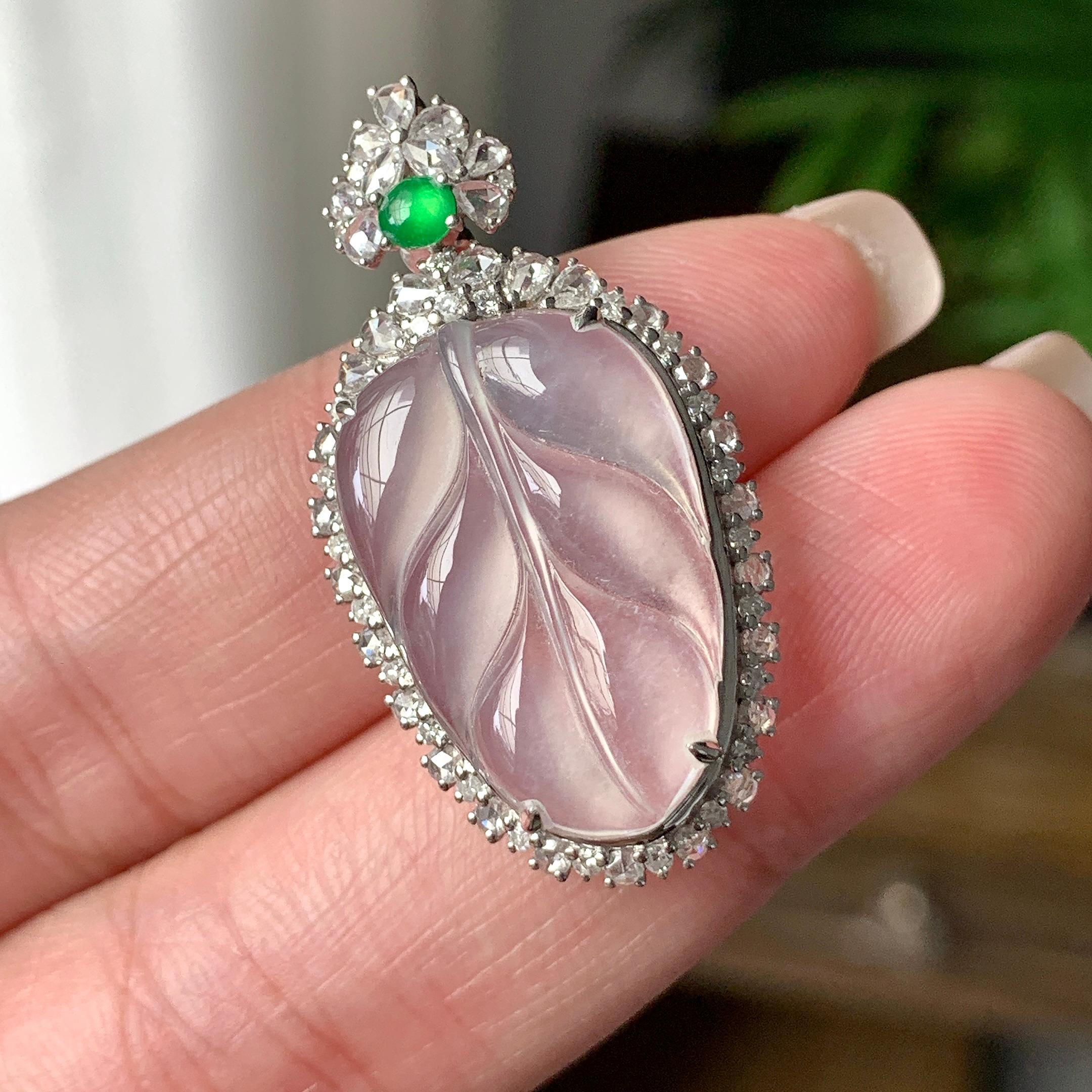 Mặt dây chuyền Lá Cây Phỉ Thuý viền 18K Cách Cách Phỉ Thuý - ảnh 7