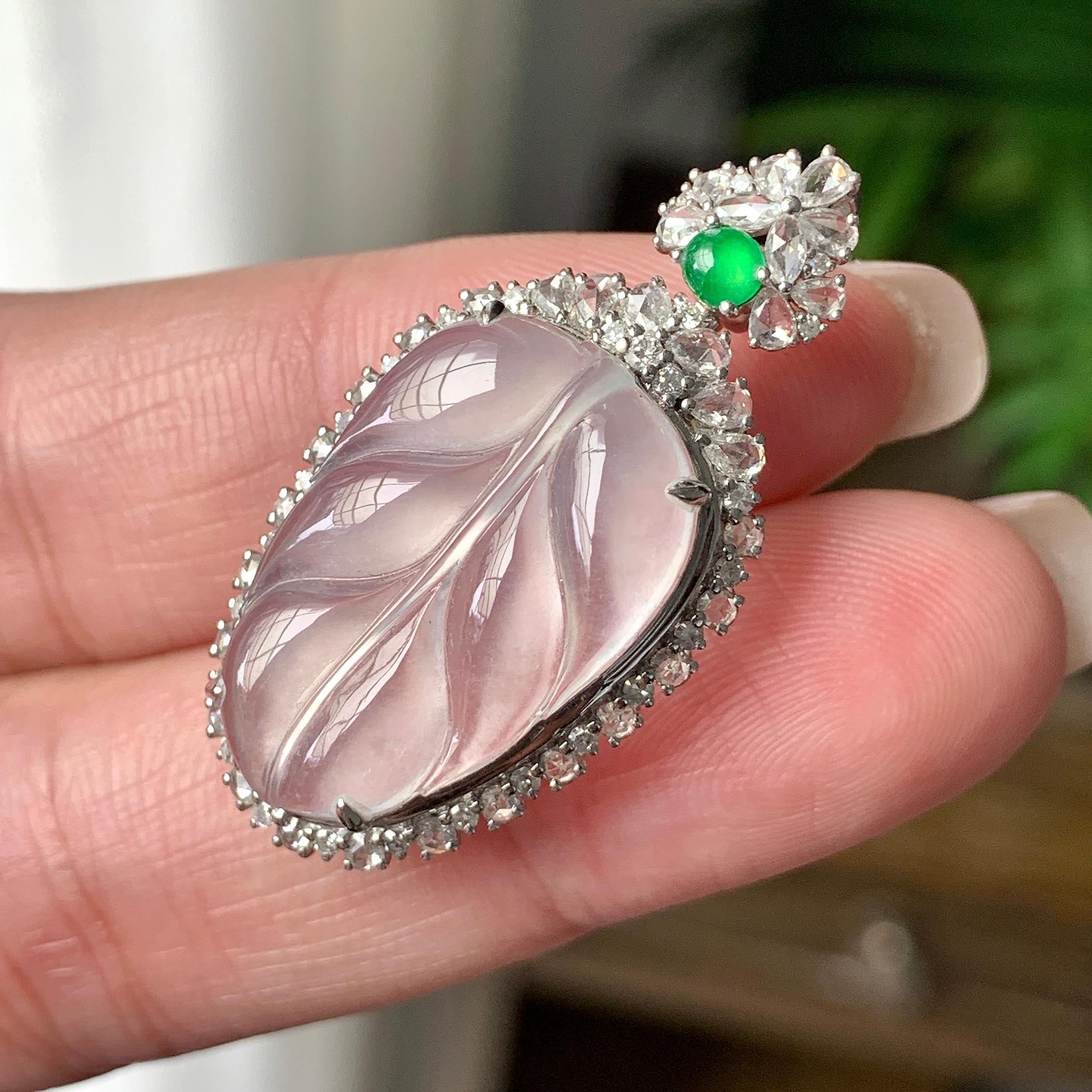 Mặt dây chuyền Lá Cây Phỉ Thuý viền 18K Cách Cách Phỉ Thuý - ảnh 8