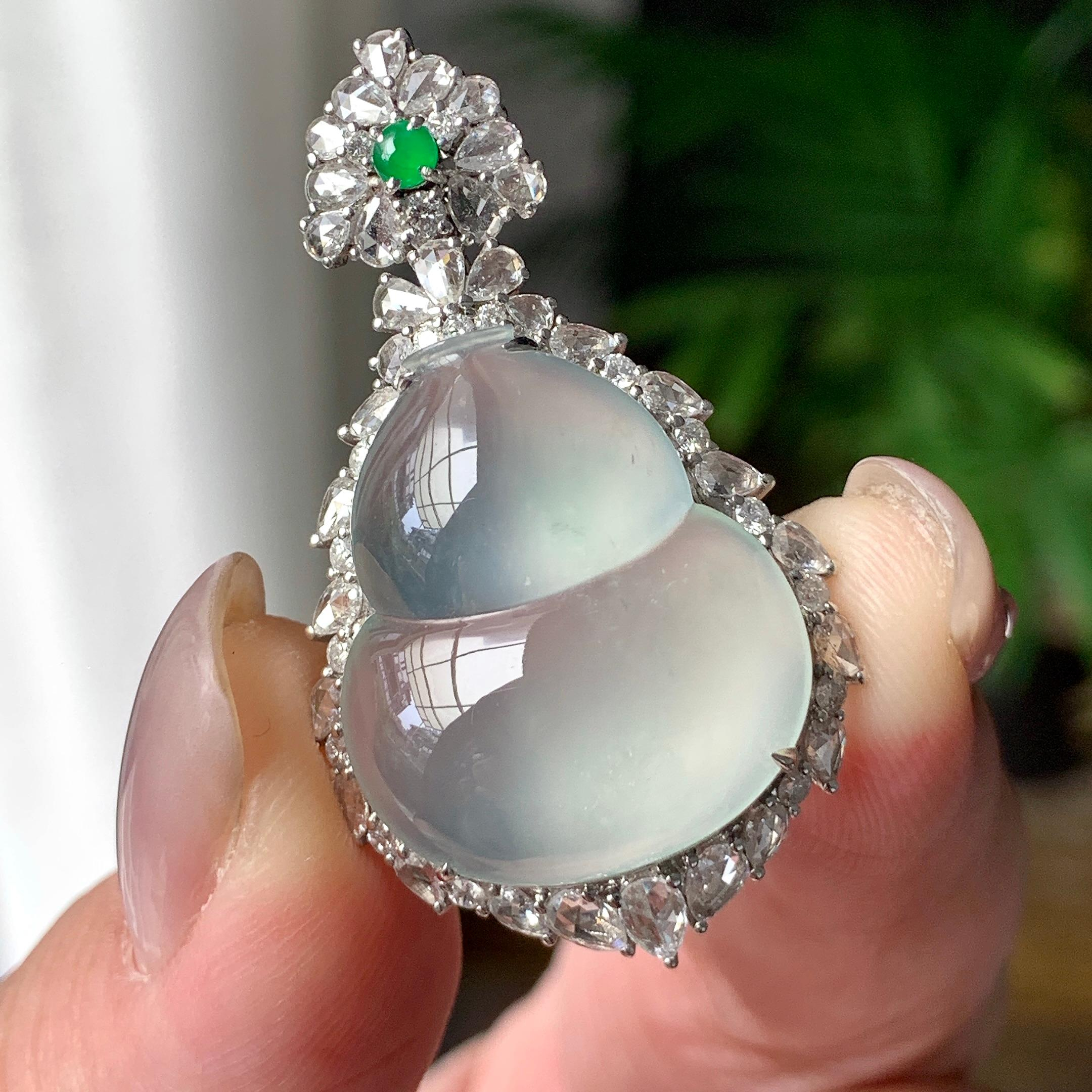 Mặt dây chuyền Hồ Lô Phỉ Thuý viền 18K Cách Cách Phỉ Thuý - ảnh 5