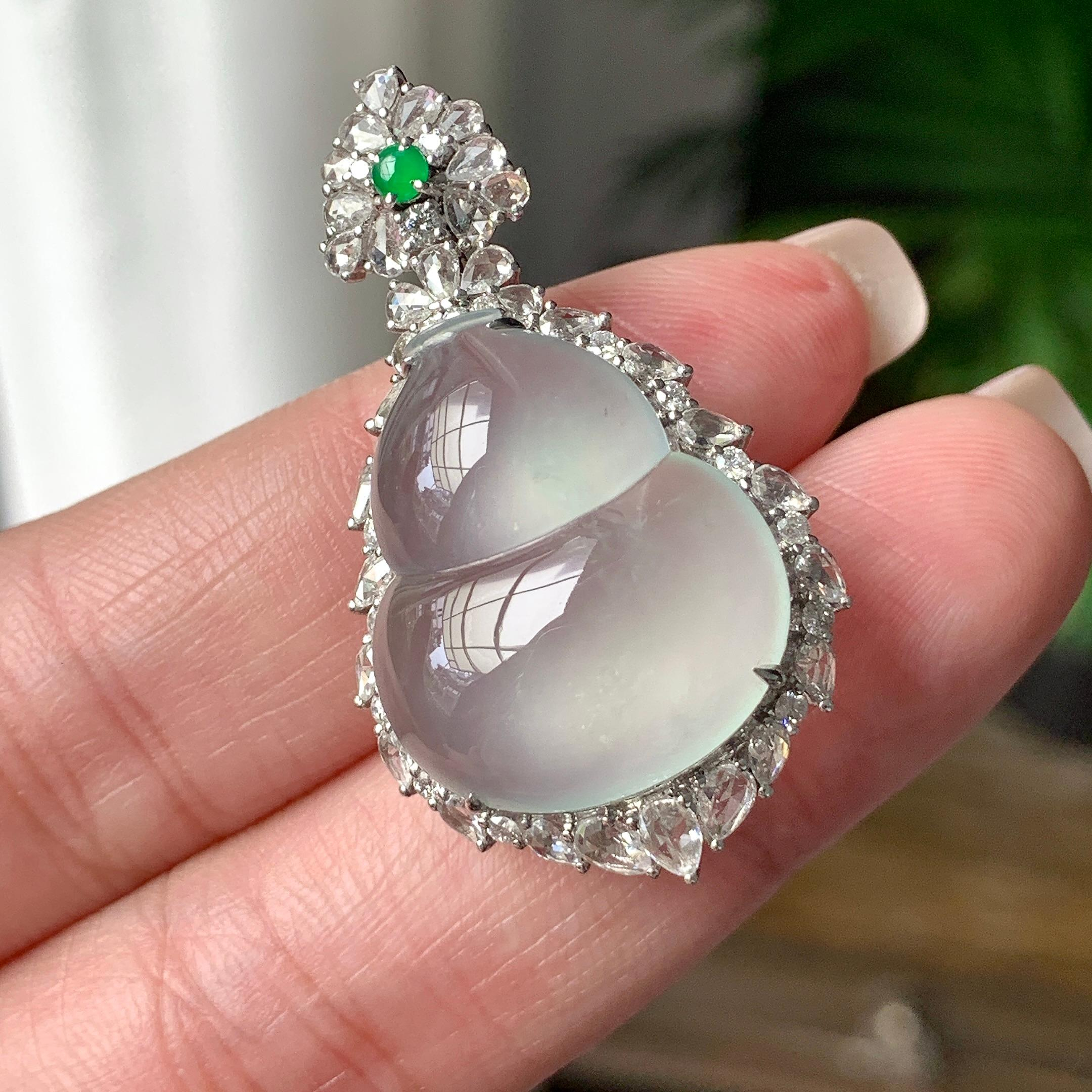 Mặt dây chuyền Hồ Lô Phỉ Thuý viền 18K Cách Cách Phỉ Thuý - ảnh 6