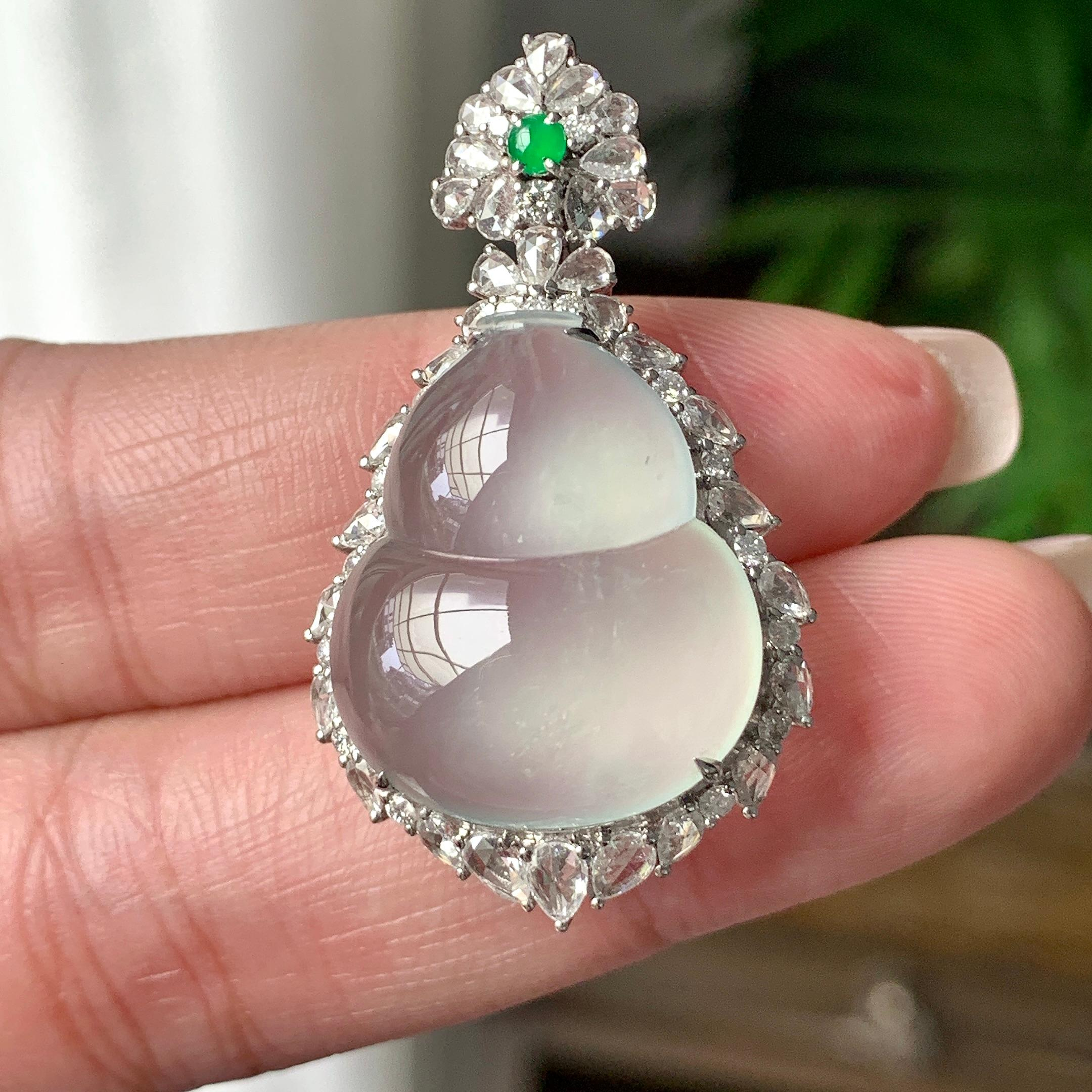 Mặt dây chuyền Hồ Lô Phỉ Thuý viền 18K Cách Cách Phỉ Thuý - ảnh 7
