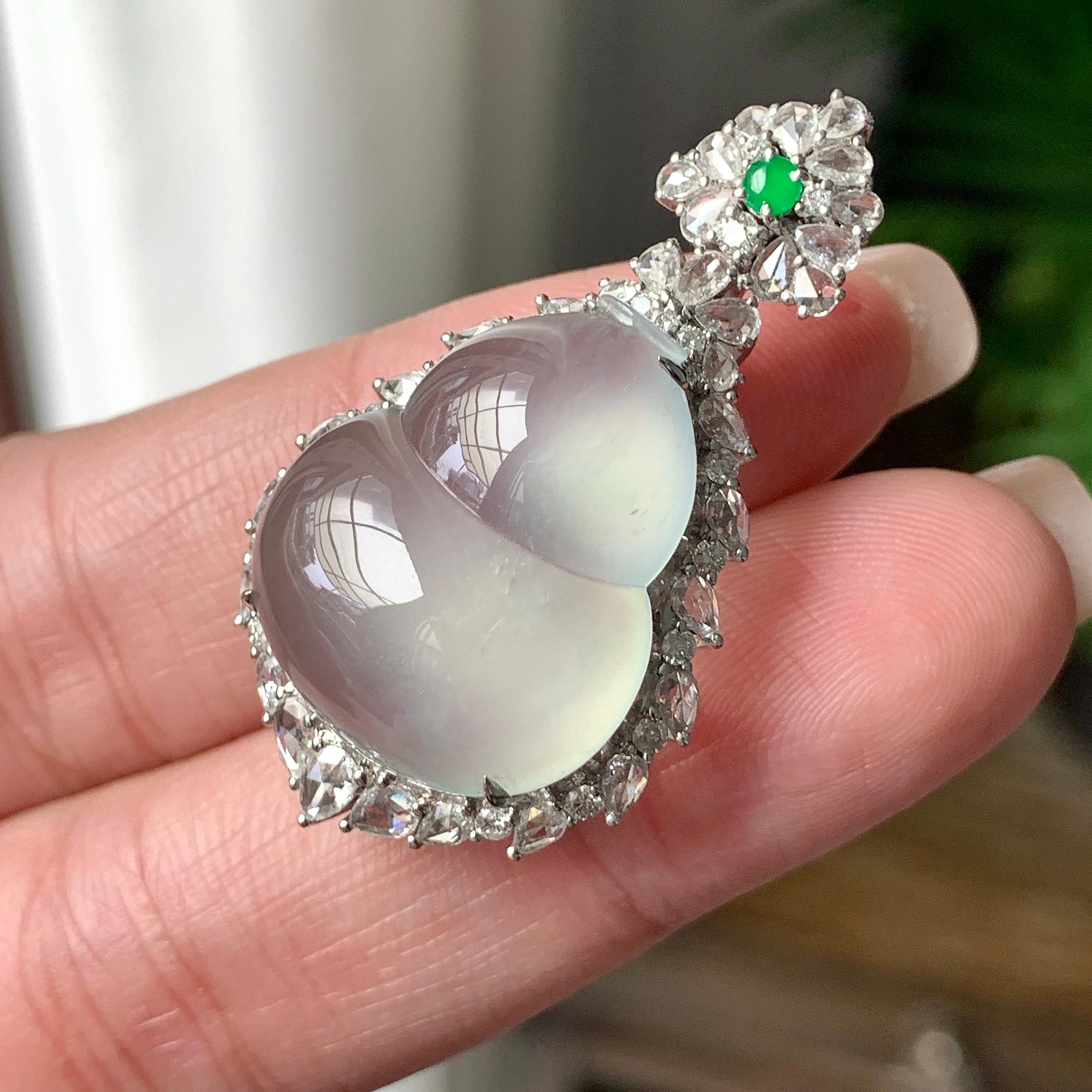 Mặt dây chuyền Hồ Lô Phỉ Thuý viền 18K Cách Cách Phỉ Thuý - ảnh 8