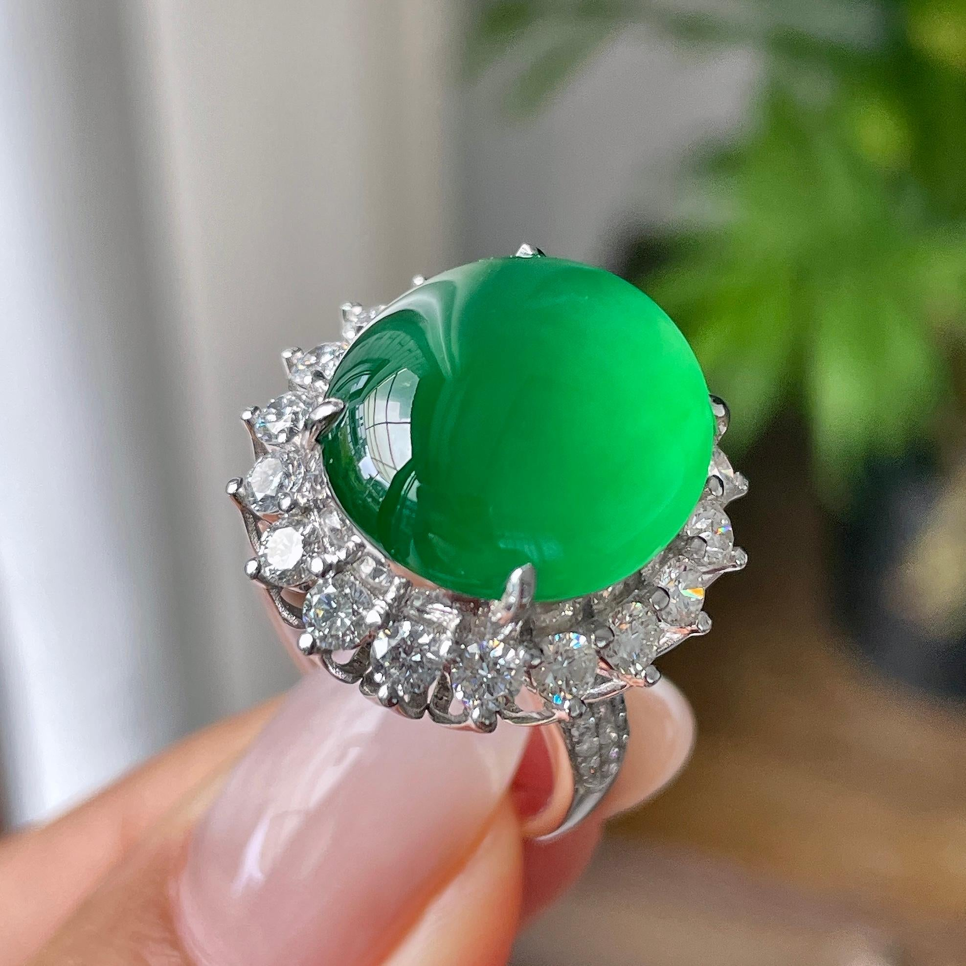 Nhẫn Phỉ Thuý xanh lục viền 18K kim cương Cách Cách Phỉ Thuý - ảnh 6