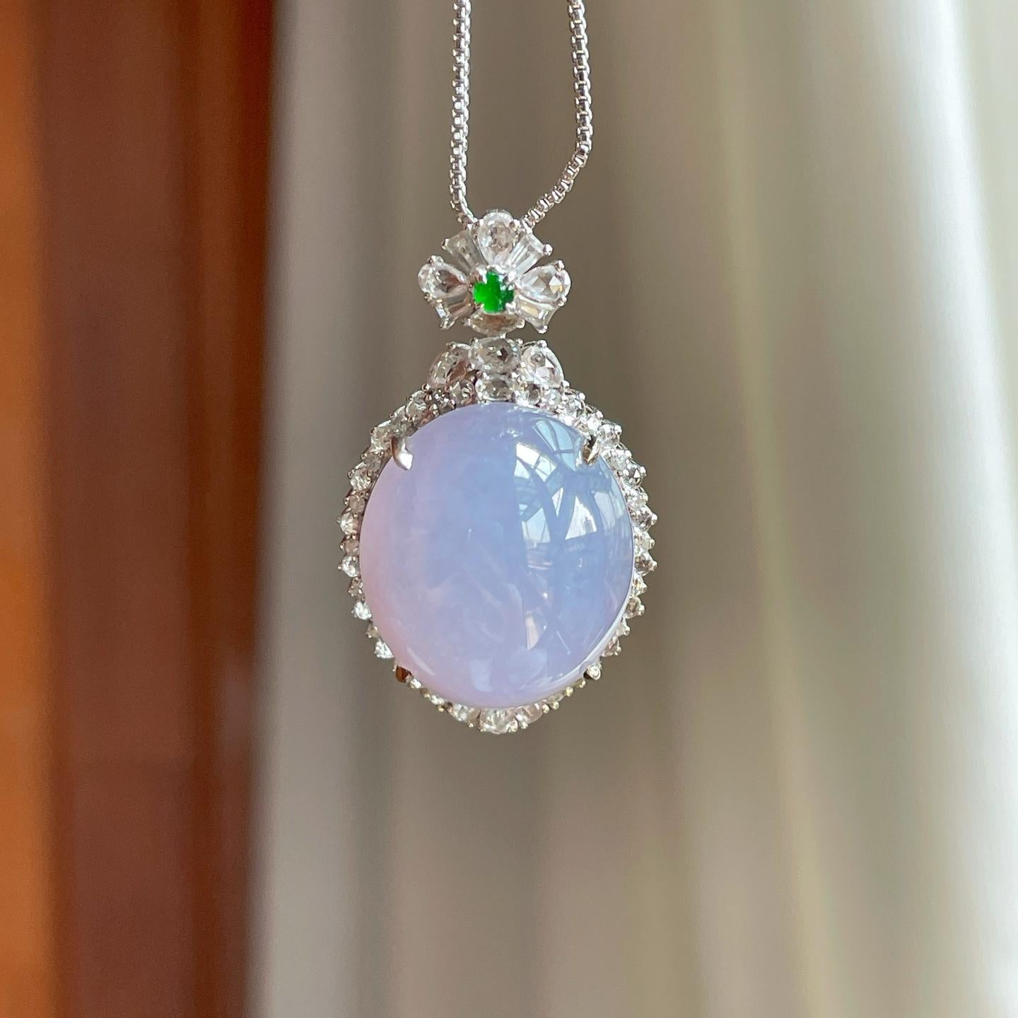 Mặt dây chuyền phỉ thúy Cách Cách Phỉ Thúy 18K nếp băng tím violet cabochon (yc403466) - ảnh thật 4