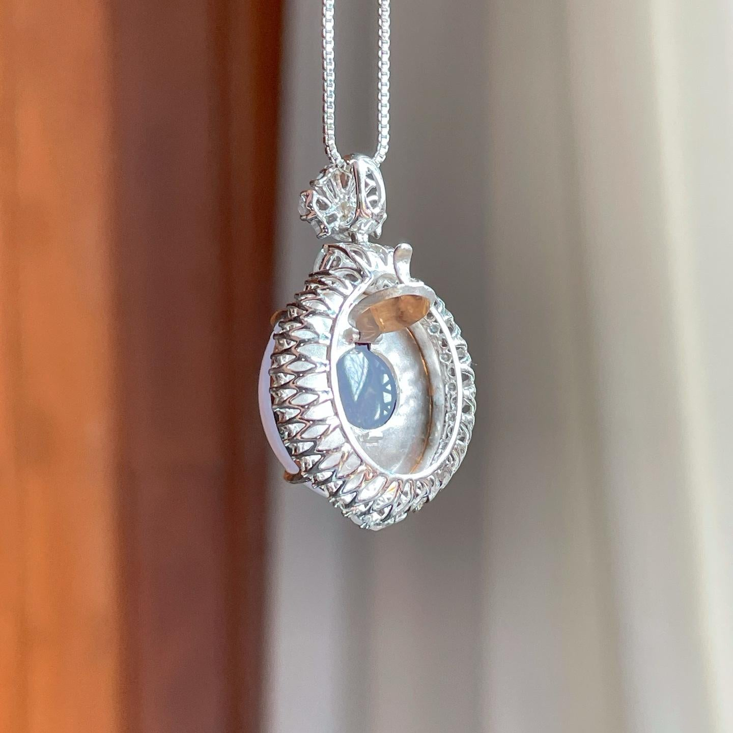 Mặt dây chuyền phỉ thúy Cách Cách Phỉ Thúy 18K nếp băng tím violet cabochon (yc403466) - ảnh thật 5